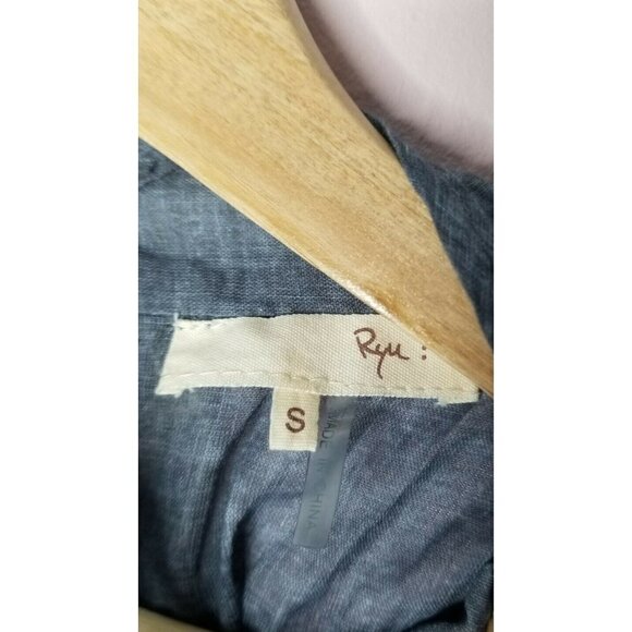 Ryu 100% Cotton Blue Semi Transparent Lace Accent Open Lower Back Blouse Size S - Picture 6 of 12